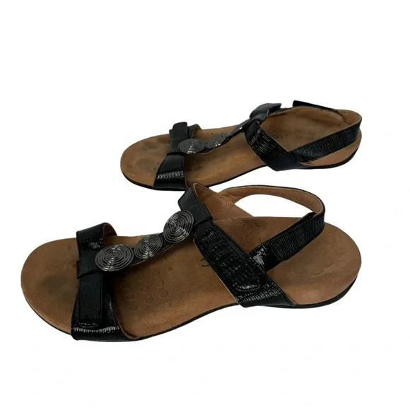 Women's Vionic Farra T-Strap Sandal Black Woven Synthetic SZ. 8 - Picture 11 of 12